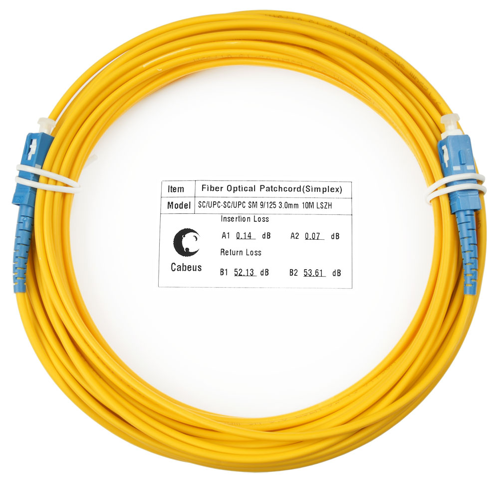 Оптический патч-корд simplex SC-SC 9/125 SM Cabeus FOP(s)-9-SC-SC-20m 20 метров желтый LSZH