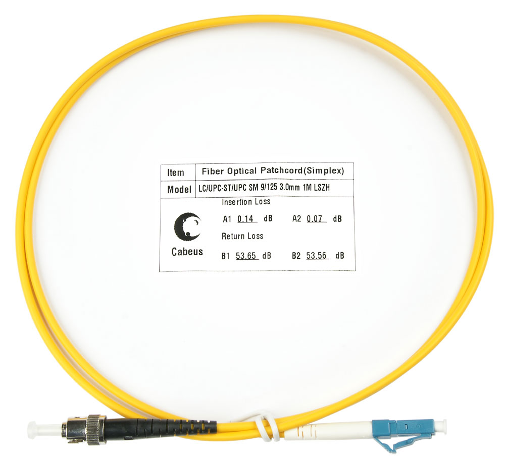 Оптический патч-корд simplex LC-ST 9/125 SM Cabeus FOP(s)-9-LC-ST-1m 1 метр желтый LSZH