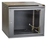 Шкаф настенный NIKOMAX ESSENTIAL TWI-096045-R-G-BK, 19", 9U, стеклянная дверь, чёрный