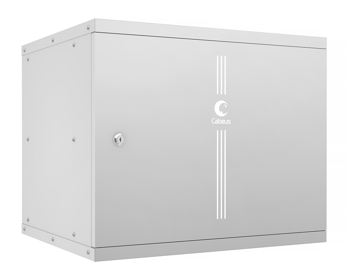 Шкаф настенный Cabeus WSC-05D-9U55/45m Шкаф телекоммуникационный настенный 19" 9U, серия LIGHT разборный, дверь металл, цвет серый