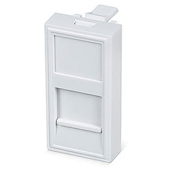 Лиц. панель розеточная Cabeus, 1х keystone, 22,5х45 мм (ВхШ), плоская, шторки, цвет: белый (FP-22,5-1M)