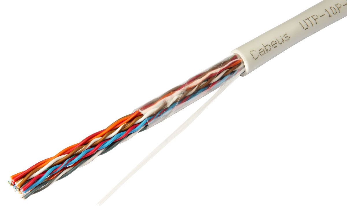 Cabeus UTP-10P-Cat.5-IN-LSZH Многопарный кабель UTP (U/UTP), категория 5, 10 пар (24 AWG), одножильный (solid), LSZH, нг(А)-HF
